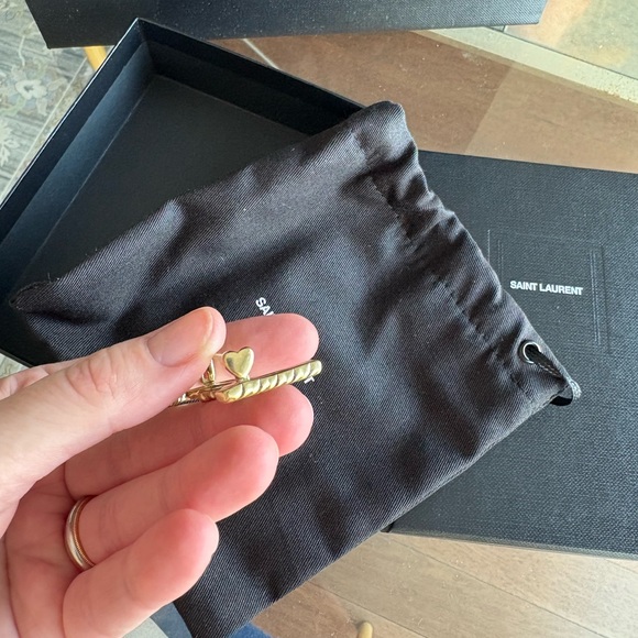 Saint Laurent Cassandre Brooch in Metal Gold Tone Wrapped Cord Texture YSL Logo - Picture 16 of 16